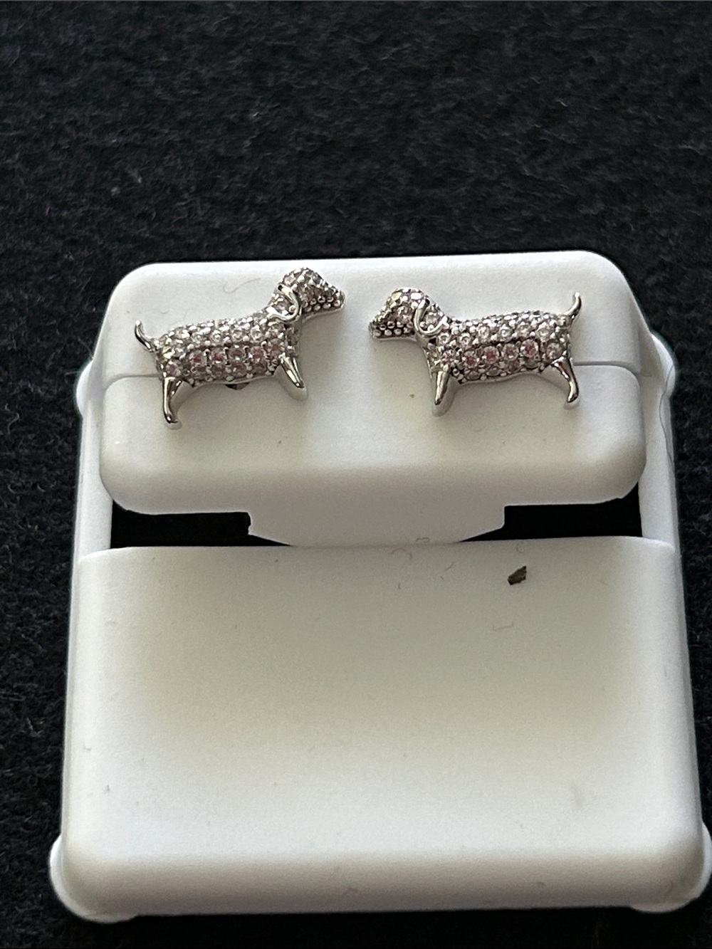 Silver Dachshund Dog Stud Earrings - 925 Silver
